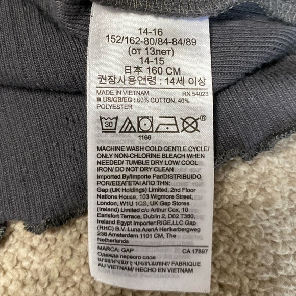 Gap Teen Grey Button Down Eyelet Top Size 14-16 - Picture 4 of 4